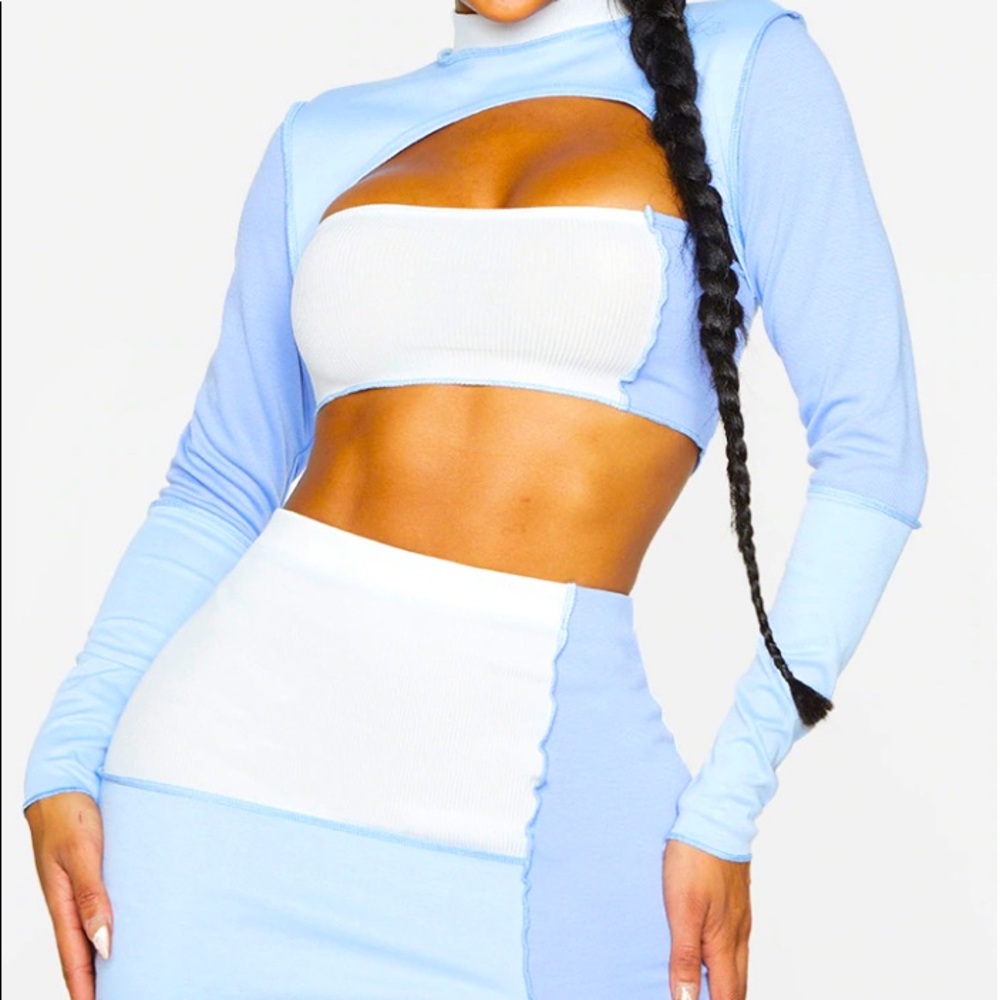 SHAPE BLUE PANEL 2 piece - maxi skirt